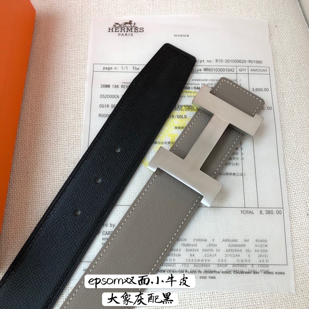 Hermes-38MM爱马仕专柜同步进epsom双面小牛皮精钢精品五金双面可用