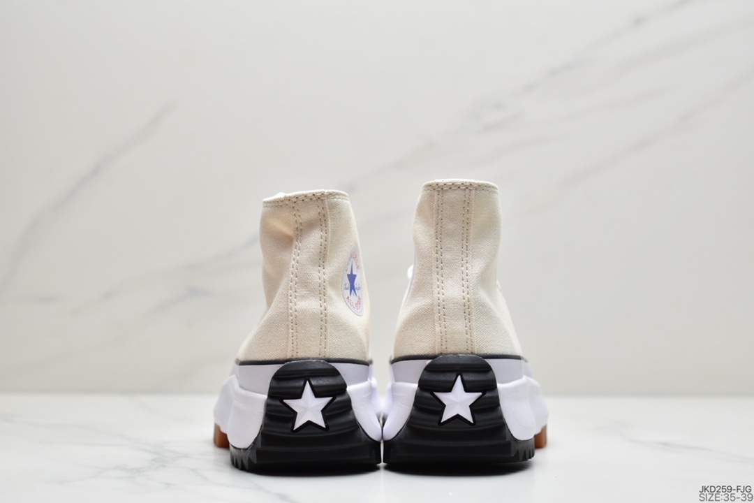 160 匡威Converse chuck Run Star Hike Hi” Black White Gum”1970超松糕锯齿底时装帆布休闲运动鞋“黑白生胶”166800C