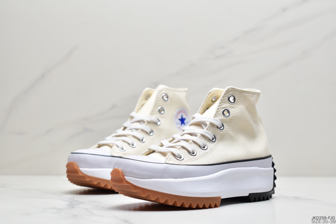 160 匡威Converse chuck Run Star Hike Hi” Black White Gum”1970超松糕锯齿底时装帆布休闲运动鞋“黑白生胶”166800C