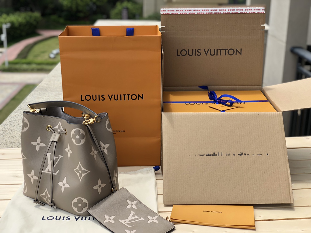 Louis Vuitton LV NeoNoe Bucket Bags Black Elephant Grey
