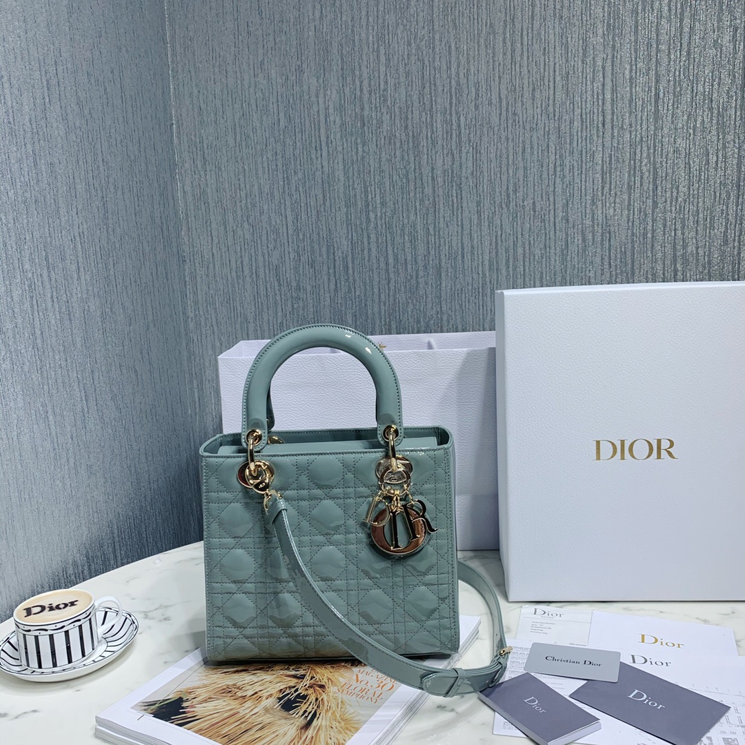 Dior Bags Handbags Gold Cowhide Patent Leather Lady