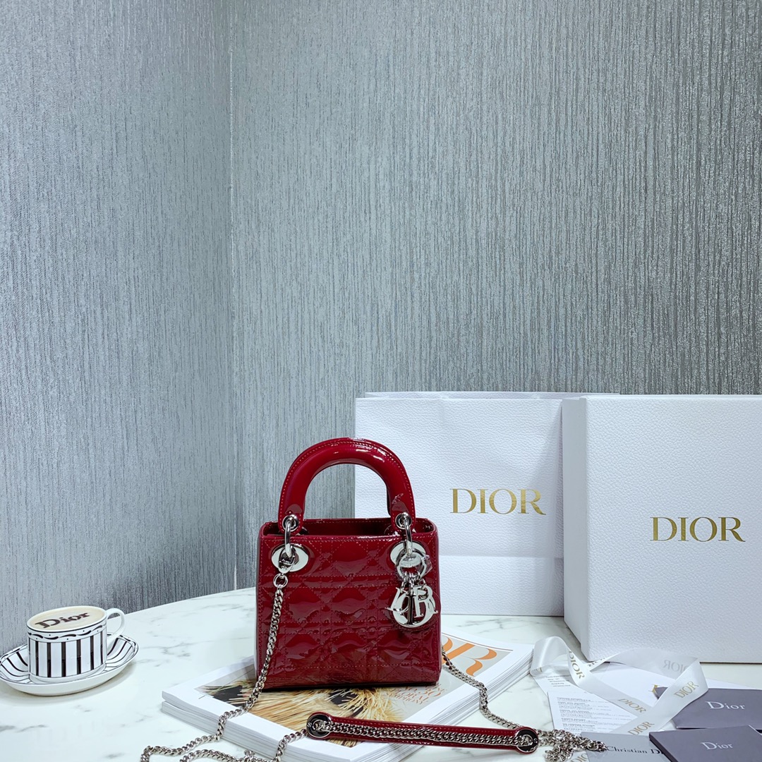 Dior Bags Handbags Sewing Cowhide Patent Leather Lady Chains