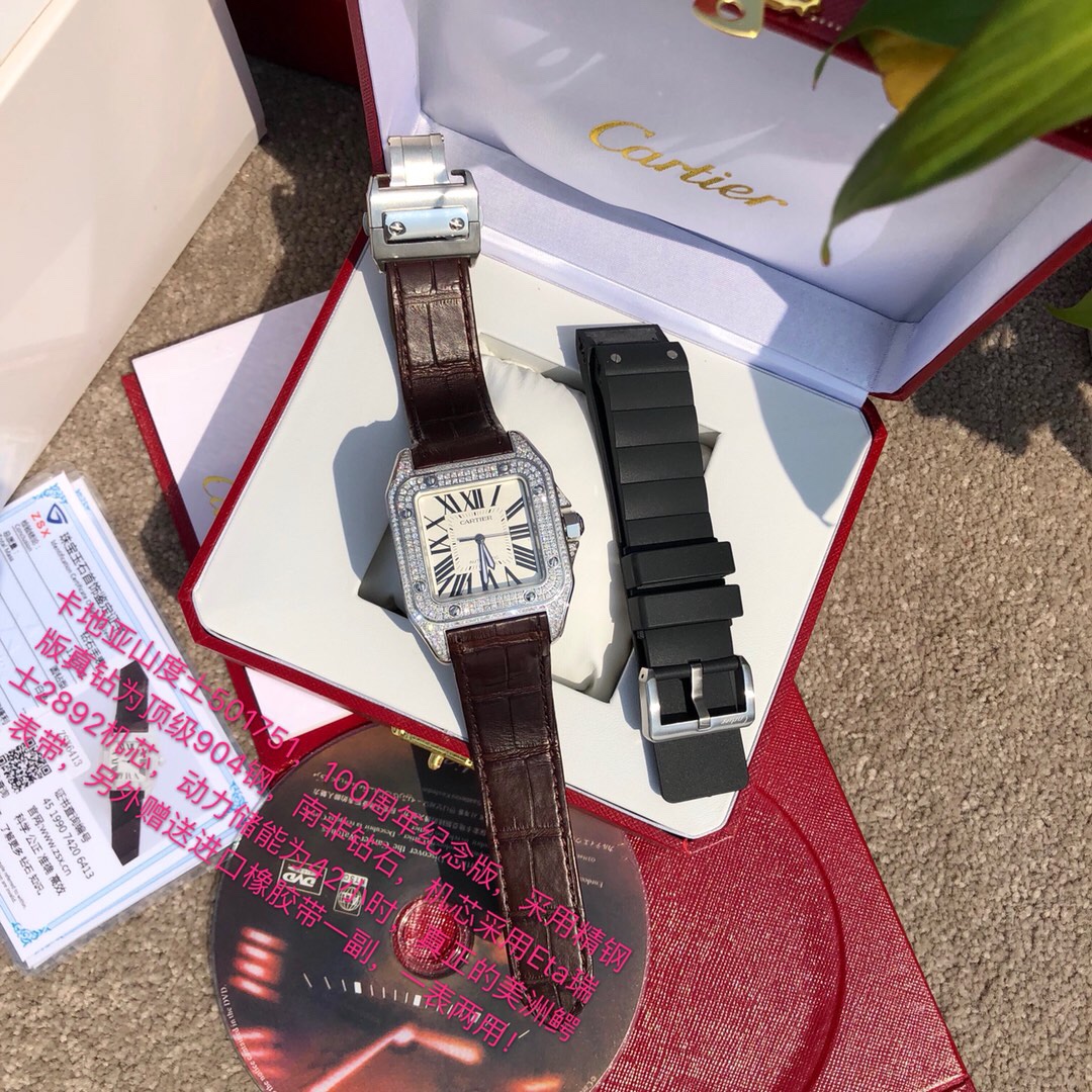 ¡Bienes de canal, bienes duros! Si le falta el sello del distribuidor, ¡es auténtico! Cartier Santos 501751, …