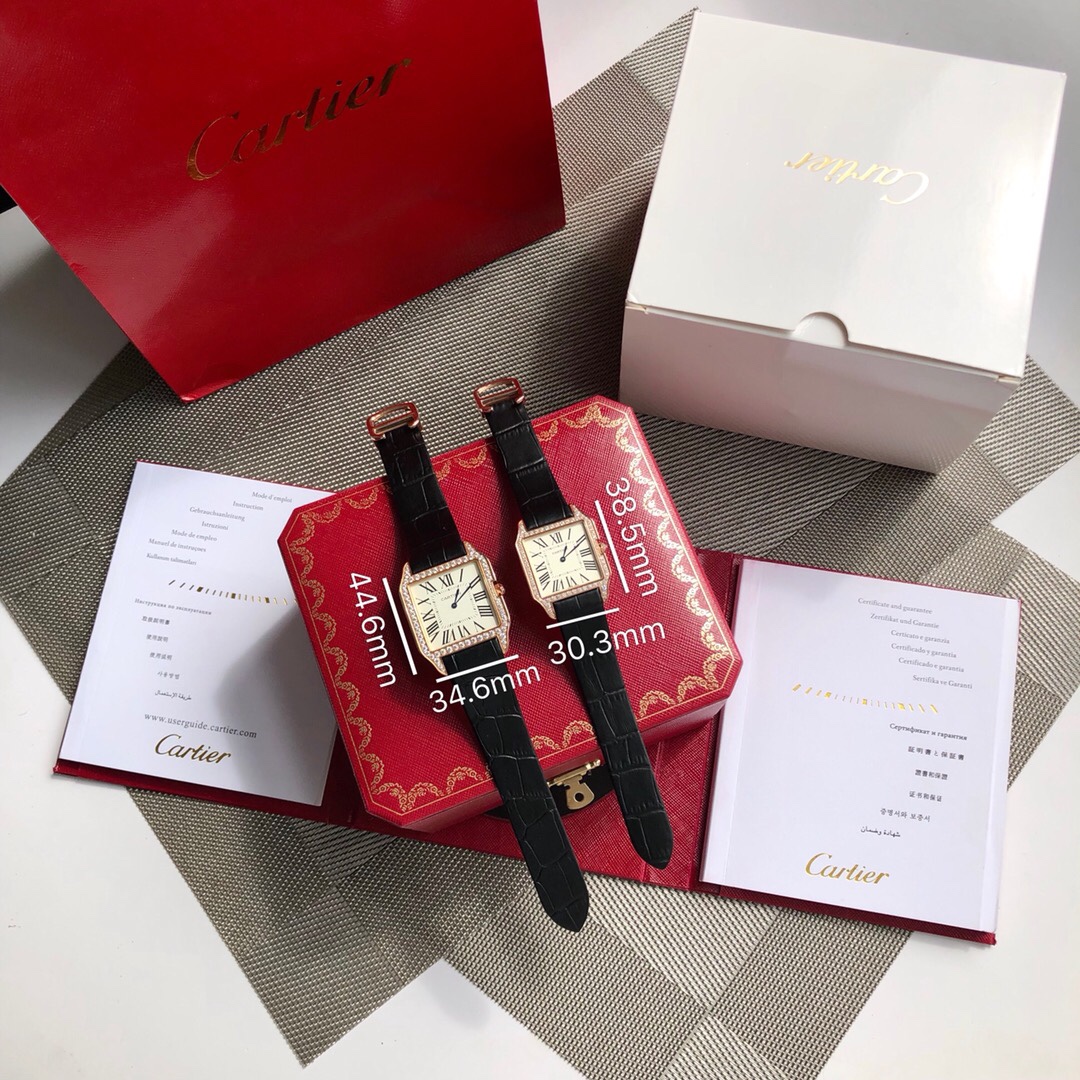 ¡Mismo precio que la talla! Relojes de cuarzo suizos Cartier CARTIER Santos serie, todos los accesorios son i…