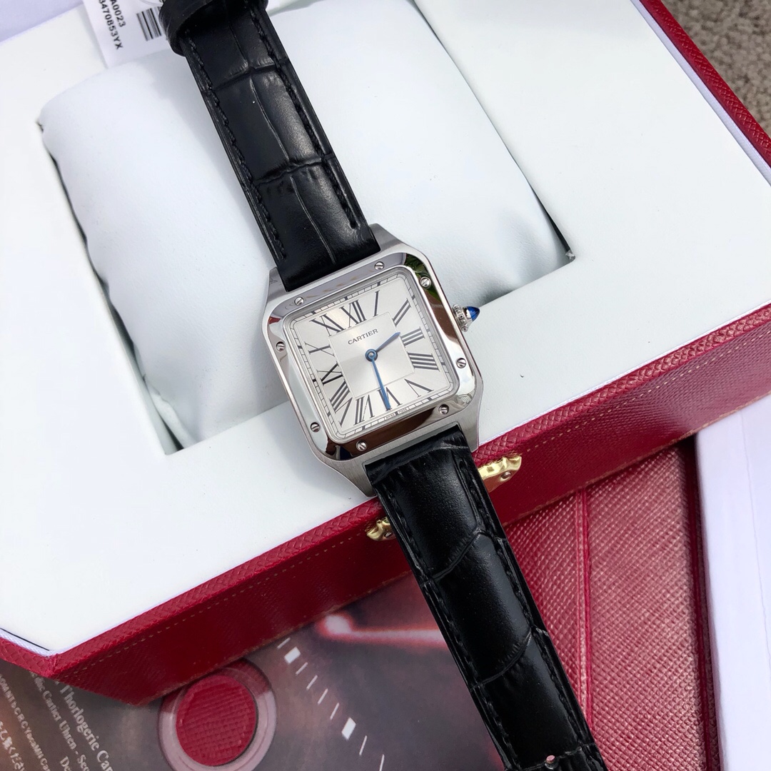 Cartier 卡地亚CARTIER山度士系列 瑞士石英手表 所有配件可与 互换 三码合一 表盘女款直径38