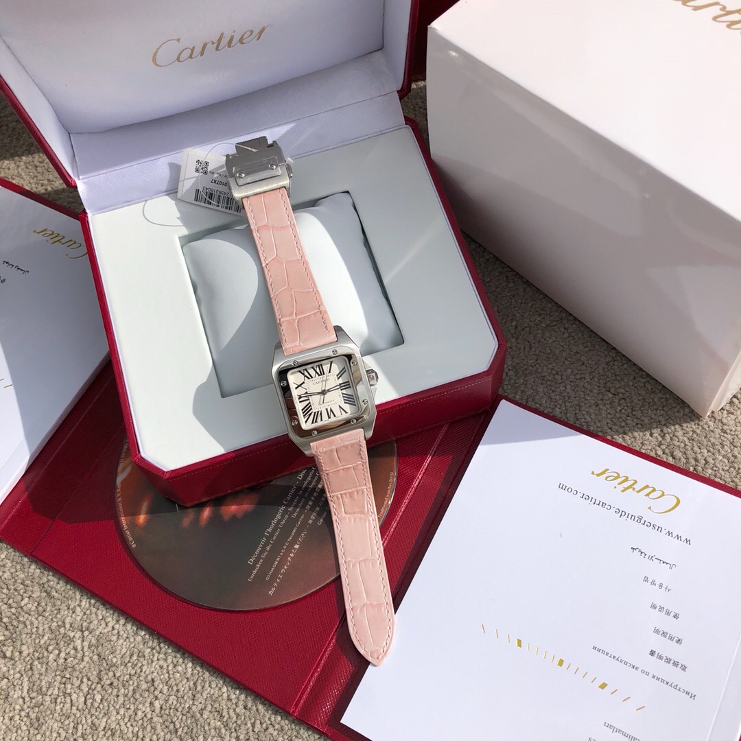 Modelo genuino de moda femenina Cartier Santos, reproducido uno a uno, con diseño de concha personalizada de 33 mm de d…
