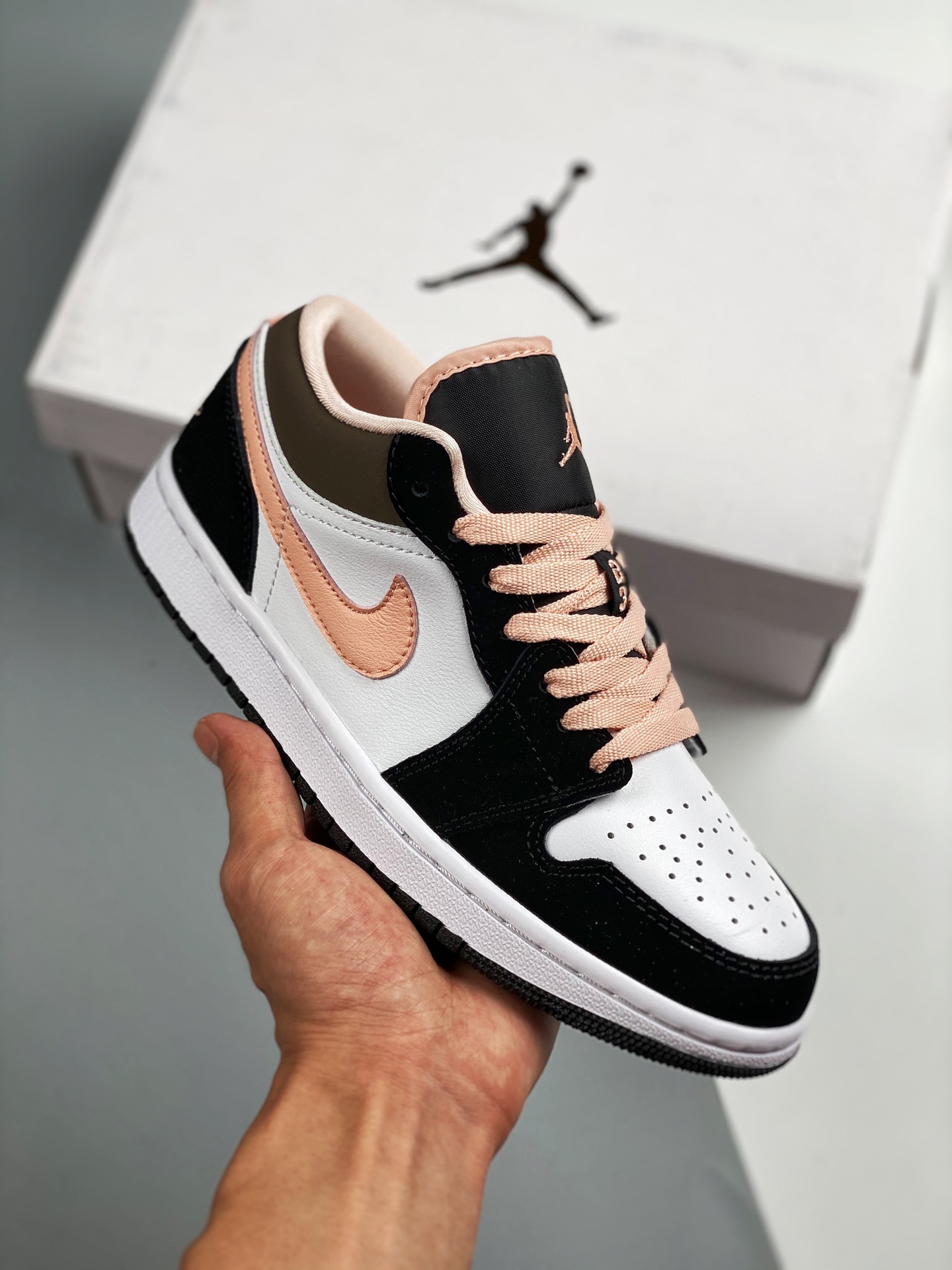 Air Jordan 1 Low Melocotón Moca, color oficial sincronizado, producto de nivel original, zapato original de la empresa …