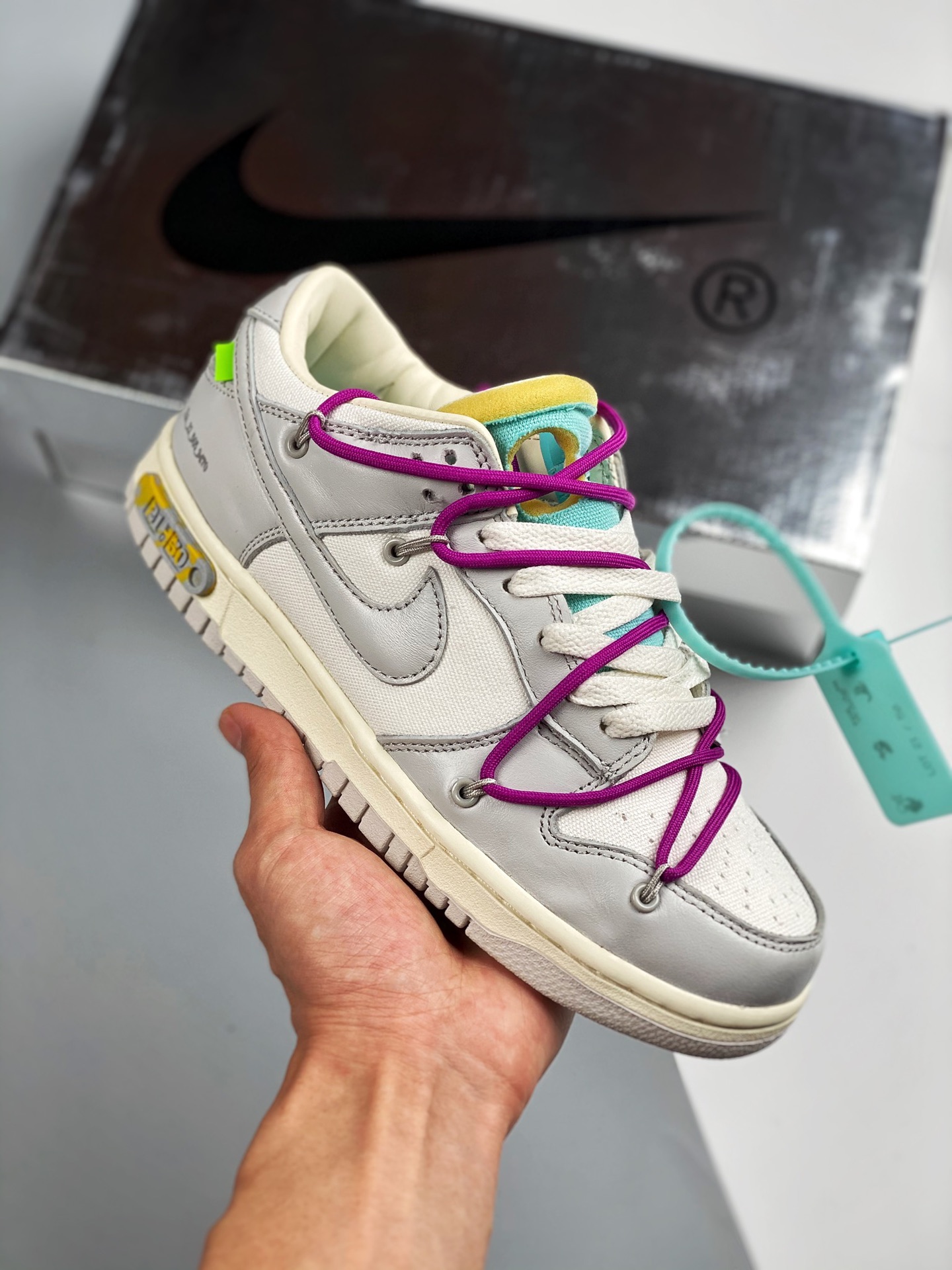 Off-White x Nike Dunk Low blanco gris, línea de producción original pura, producto de nivel de zapatos desnud…