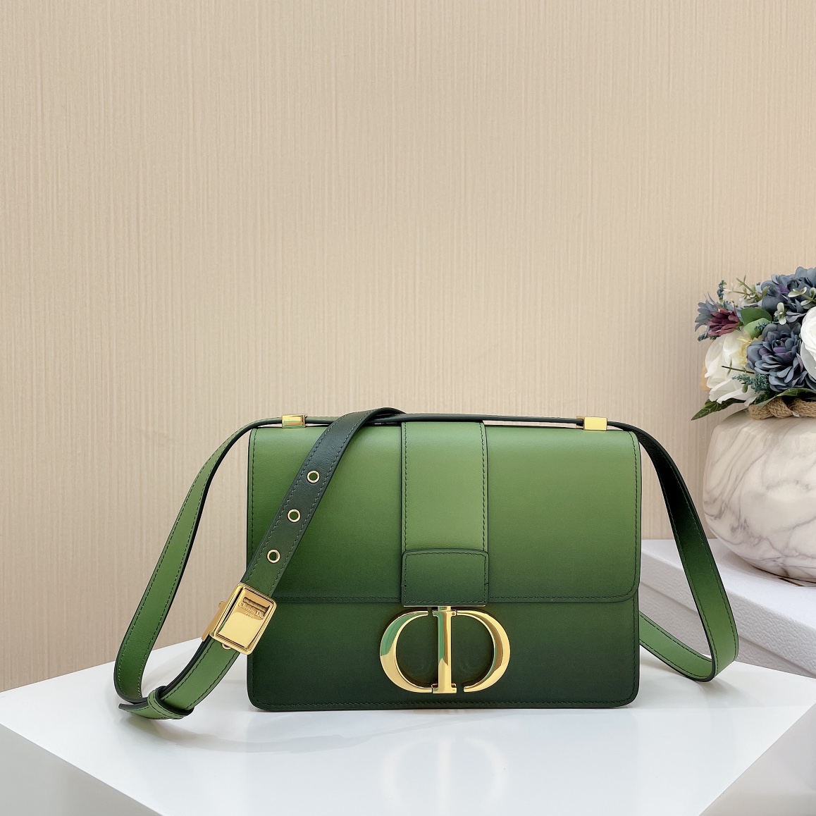 Dior Lady сумка с клапаном, градиентный зелёный, овечья кожа