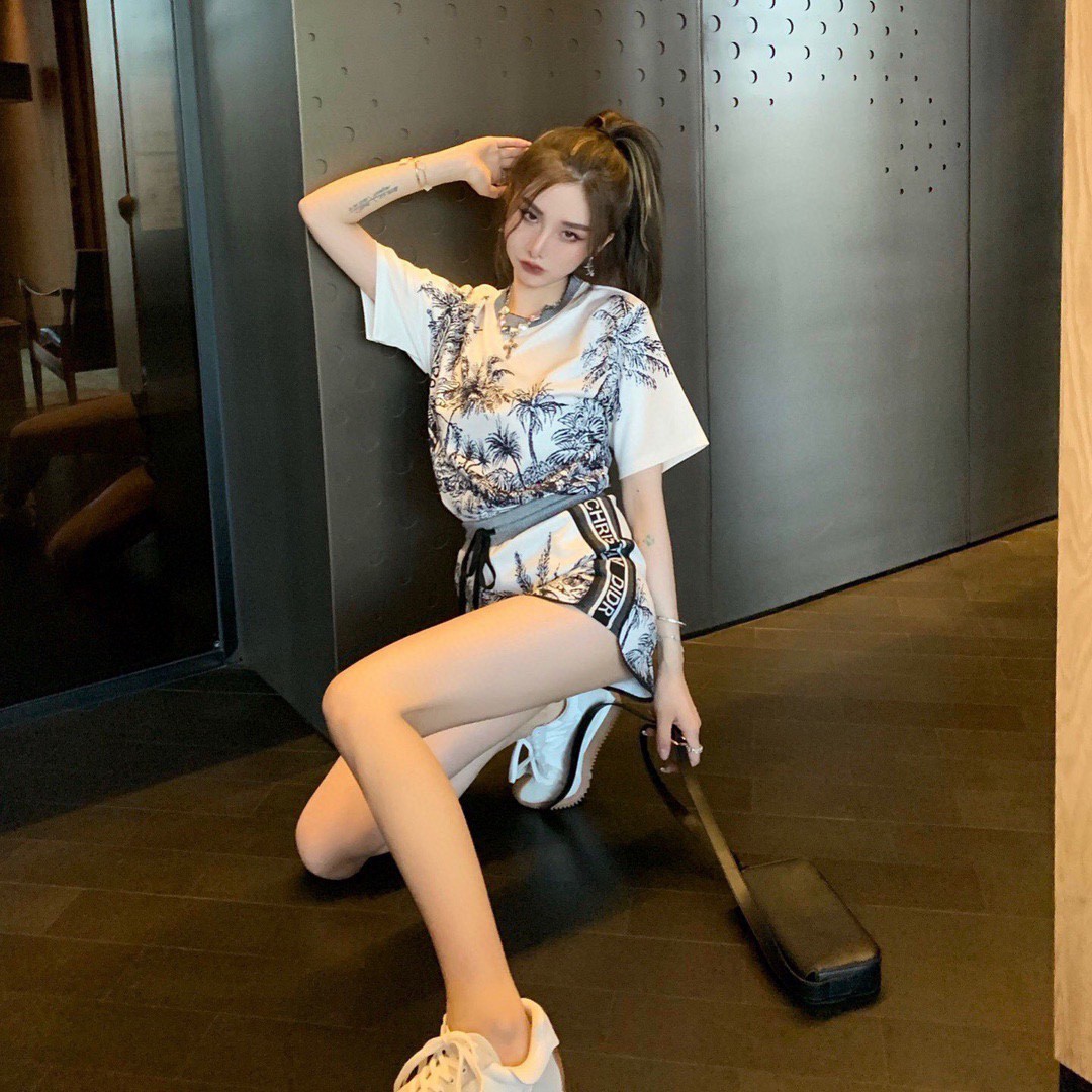 Dior裁片印花短裤套装图色SML高