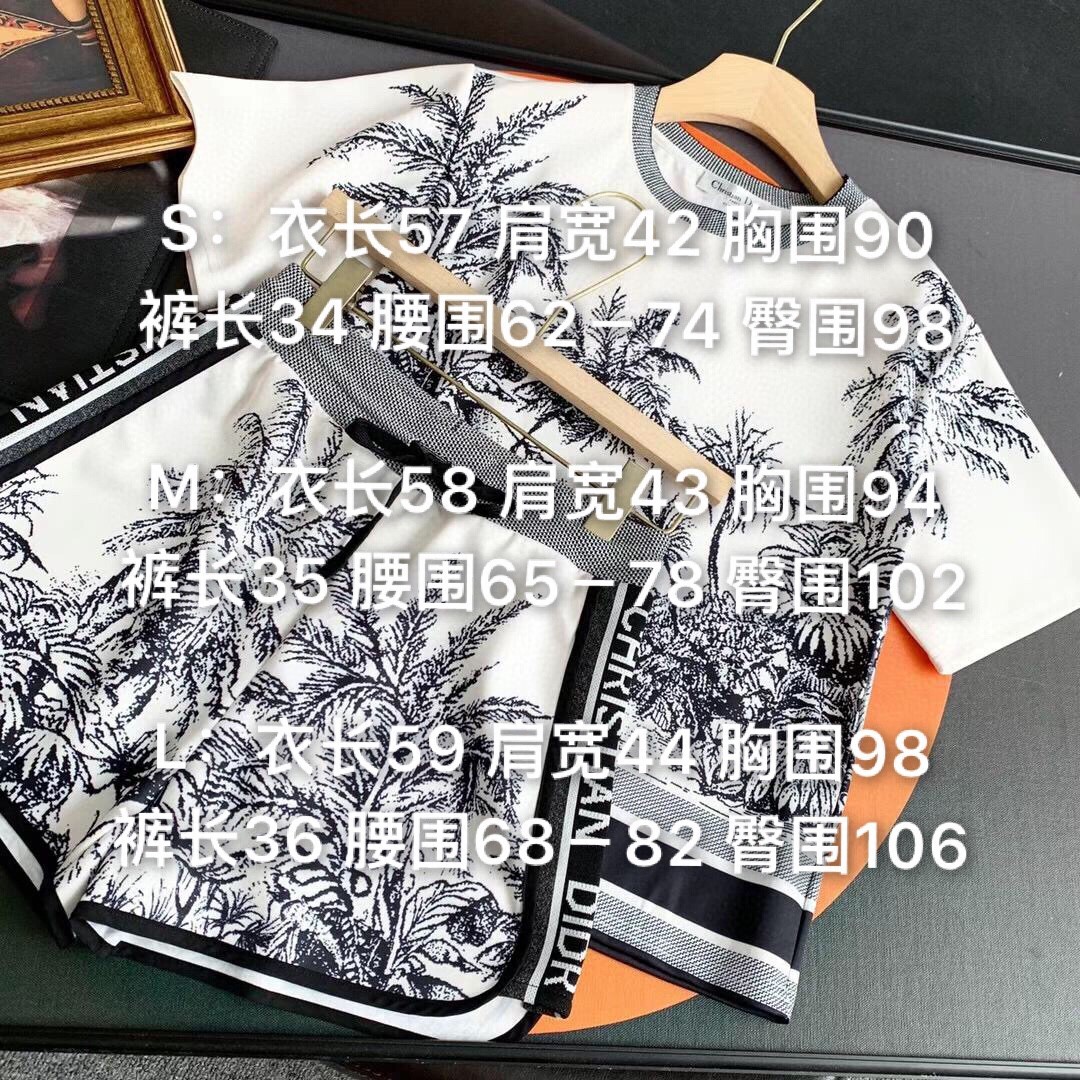 Dior裁片印花短裤套装图色SML高