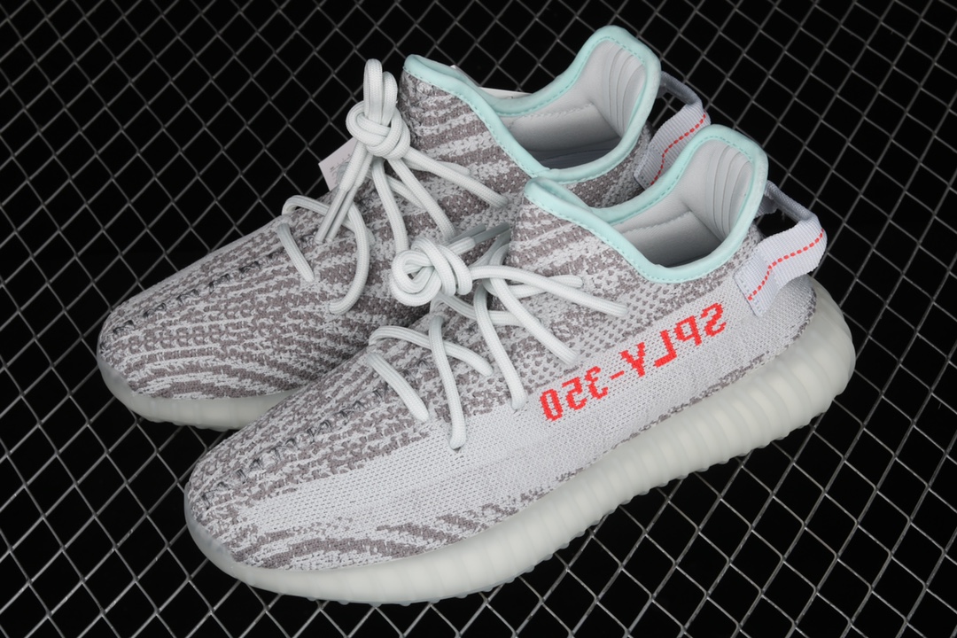 特价外贸版本AdYeezy350V2RealBoostBasfB37571阿迪达斯椰子350二代可燃冰蓝