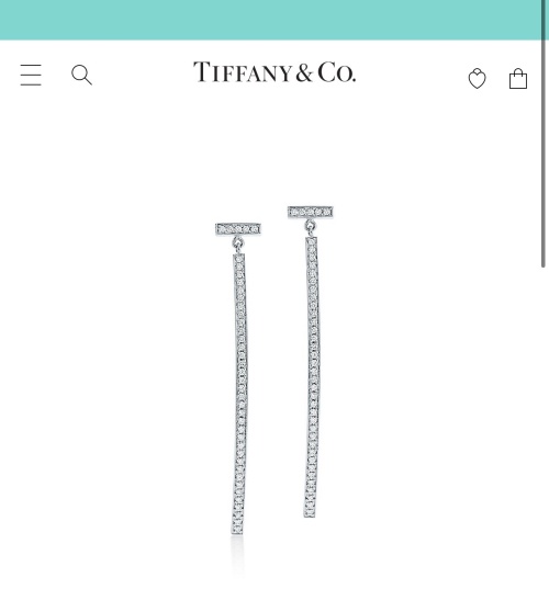Tiffany & Co. T Series Full Diamond Smile Bar Earrings - Geometric Style 1 Tiffany & Co. T Series Full Diamond Smile Bar Earrings - Geometric Style