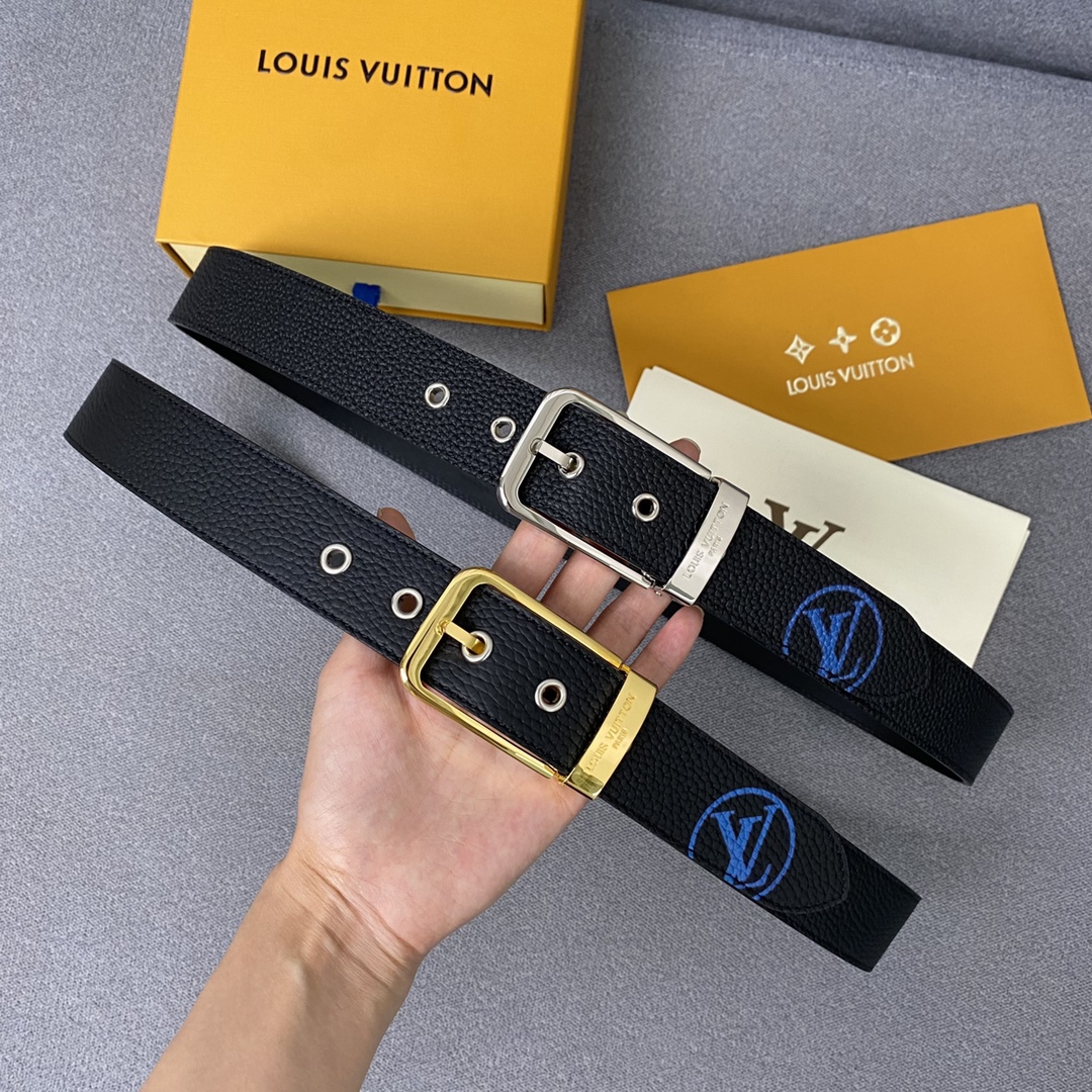 Louis Vuitton Belts Black Calfskin Cowhide