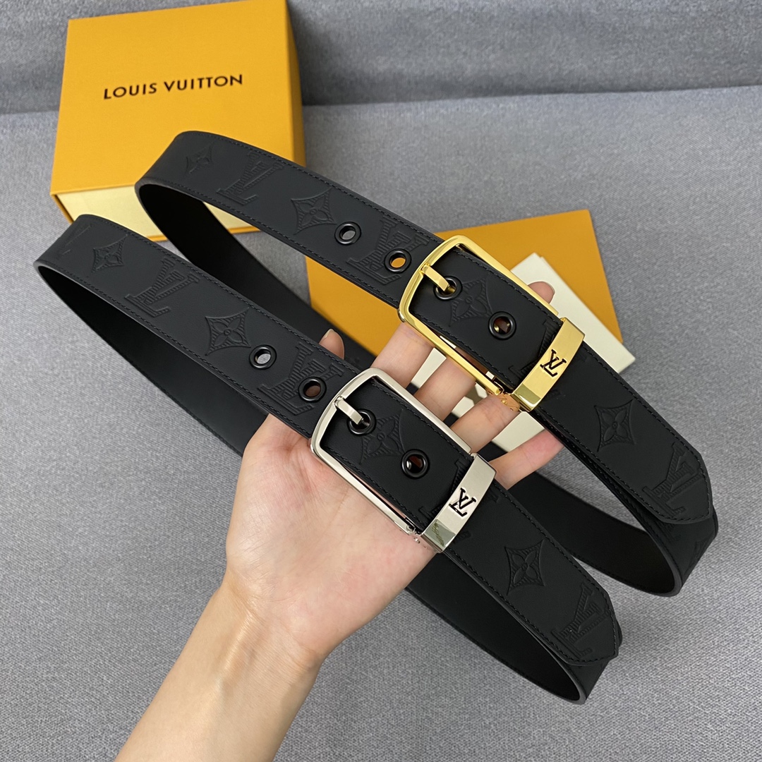 Louis Vuitton Belts Men Calfskin Cowhide