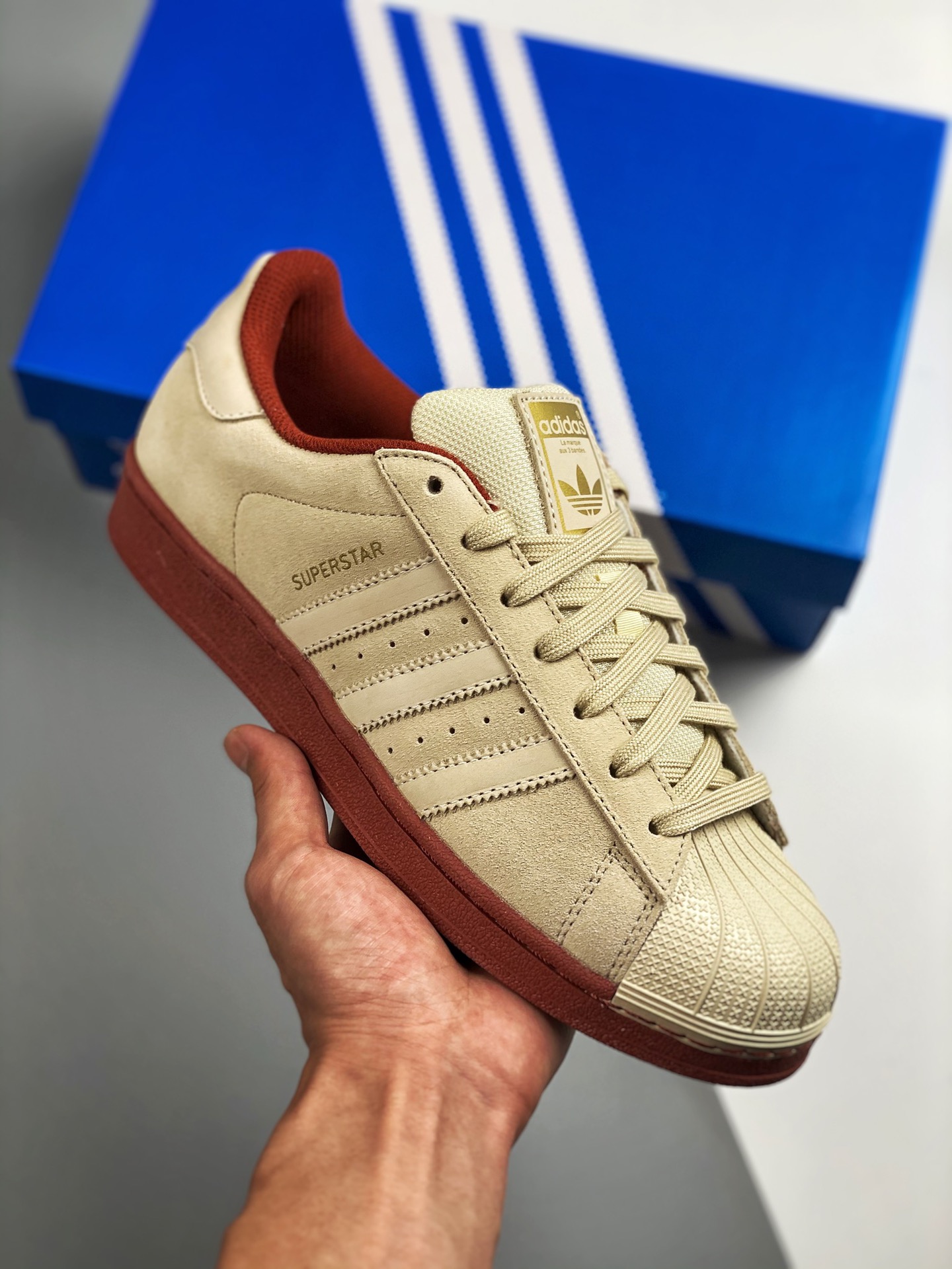 AD Superstar beige claro y marrón zapatilla de concha deportiva clásica y versátil, el nuevo color usa nueva plantilla …