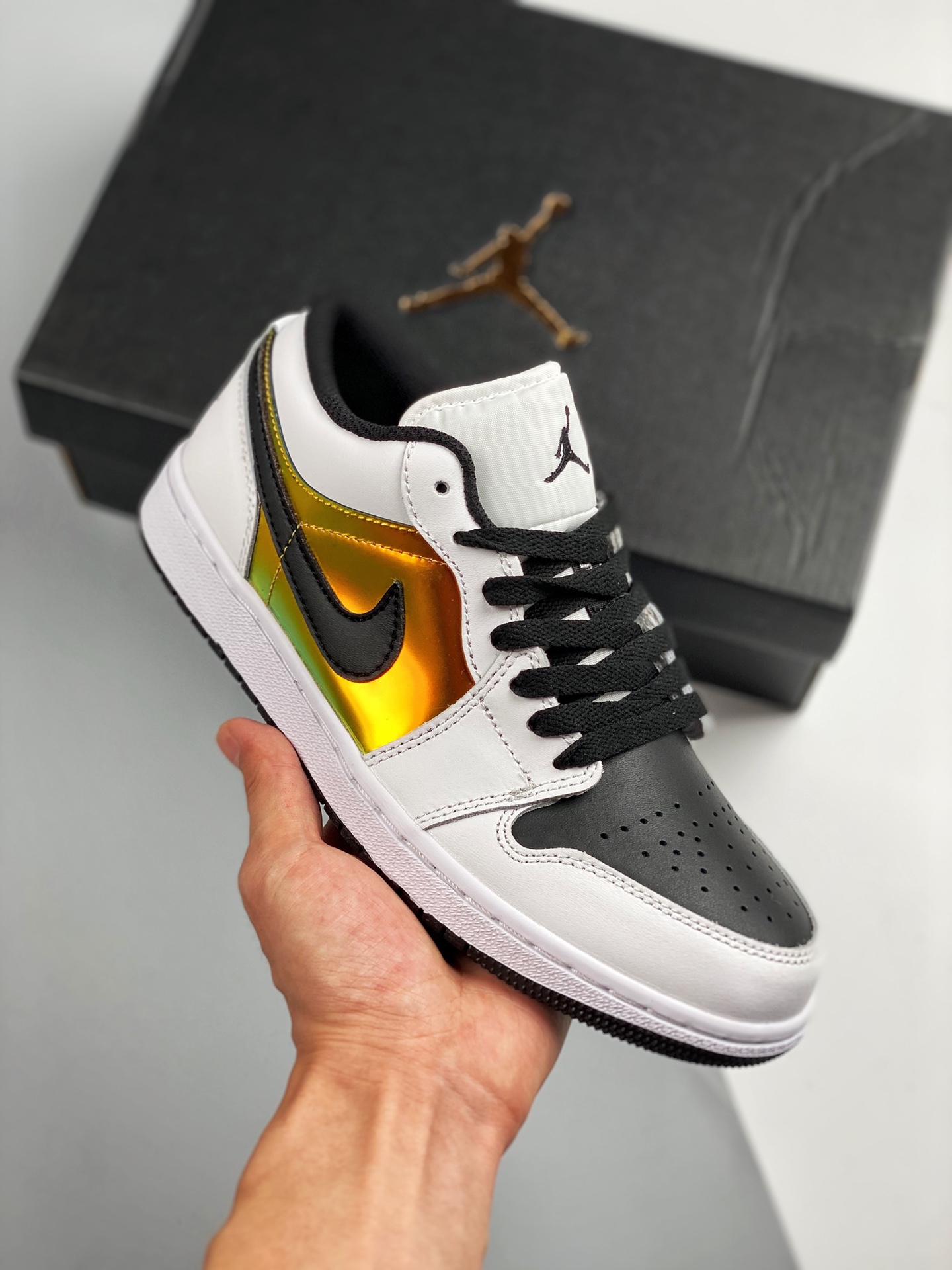 Air Jordan 1 Low degradado metálico, color oficial sincronizado, producto de nivel original, zapatos originales de la e…