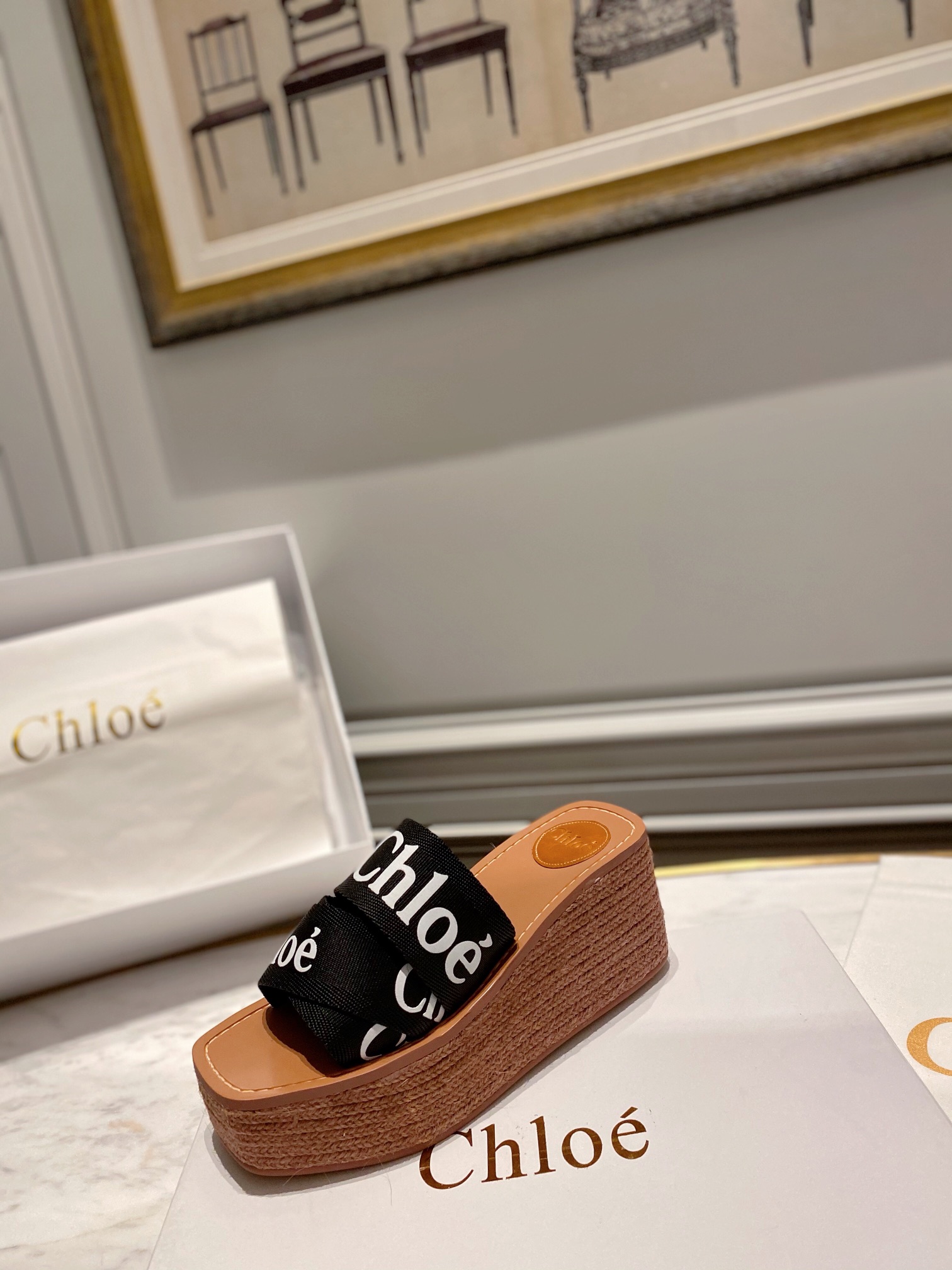 Chloé Woven Logo Wedge Sandals, Comfortable Summer Style, EU Sizes 35-39
