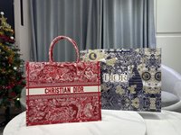 Dior Book Tote Handbags Tote Bags Blue Red Embroidery