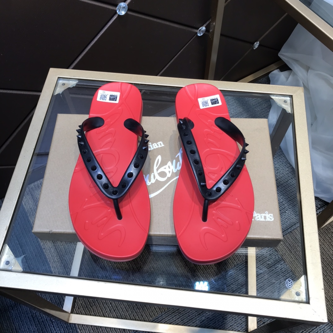 H0 新品 Christian Louboutin 拖鞋——专柜男士休闲拖鞋系列采用进口面料+原版大底男鞋