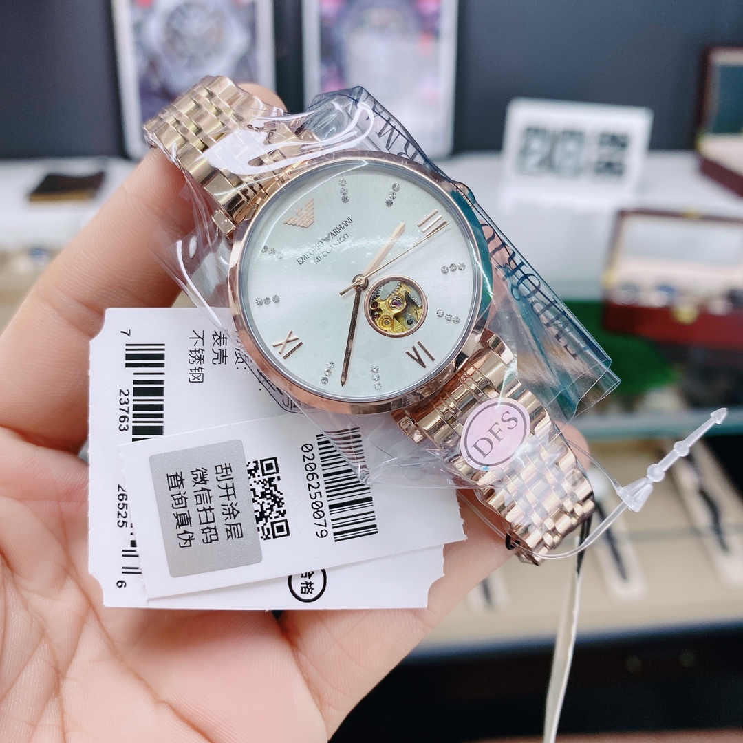 🎈🎈🎈阿玛尼🏆机械女装表🏅型号:AR60023🎖表壳:316L精钢🥇表镜:矿物质强化玻璃表带🥈316L精钢表带🥉尺寸:34mm7mm!