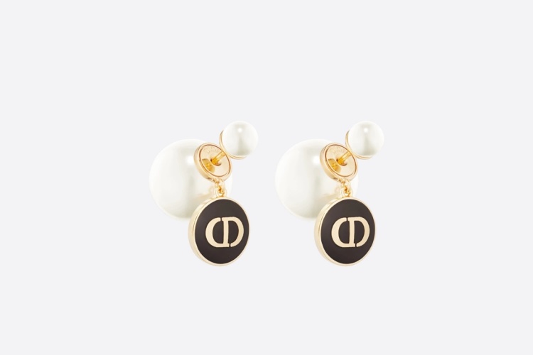 Dior Tribales Earrings With Black Lacquered CD Signature and Resin Pearls 1 Dior Tribales Earrings With Black Lacquered CD Signature and Resin Pearls