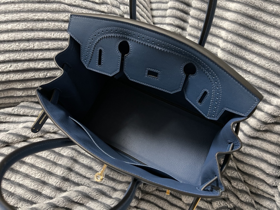Hermès Ghillies Birkin 30 Bag Blue Canvas Leather Gold Hardware, Light & Stylish 7 i1621321709 3867 6