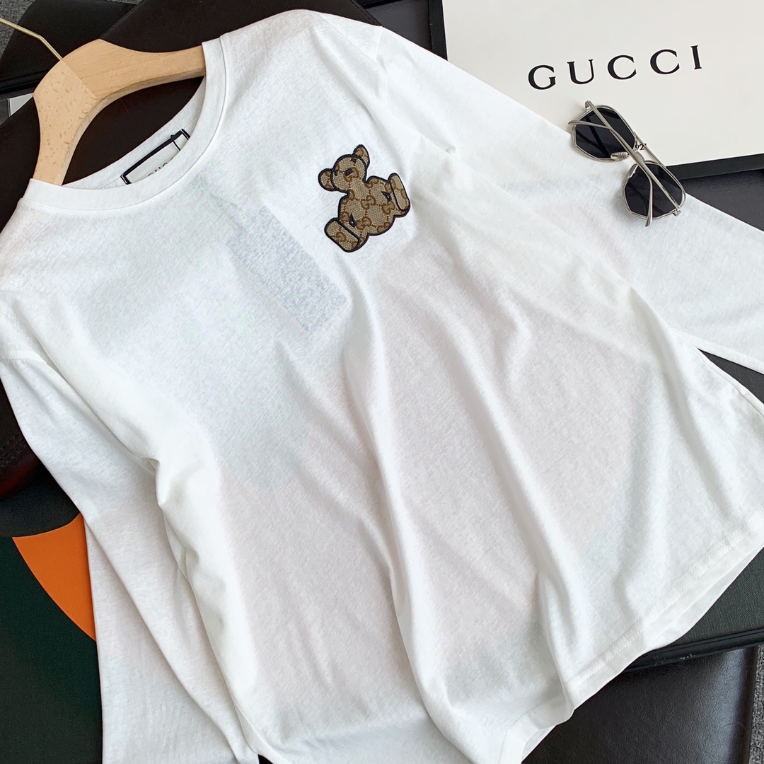 Gucci小熊防晒长袖短裤套装卡其色