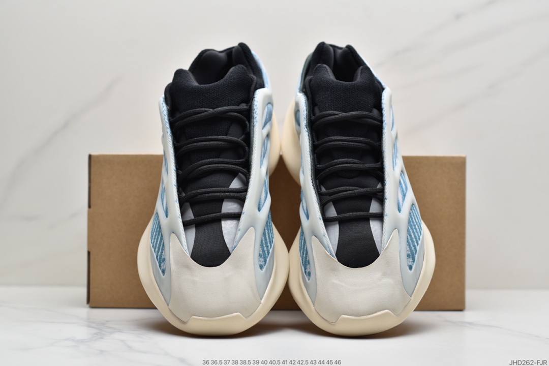 190 侃爷Kanye West x Adidas Yeezy 700 V3”Kyanite”低帮复古休闲运动穿搭慢跑鞋“蛋壳白亚里蓝异形夜光”GY0260