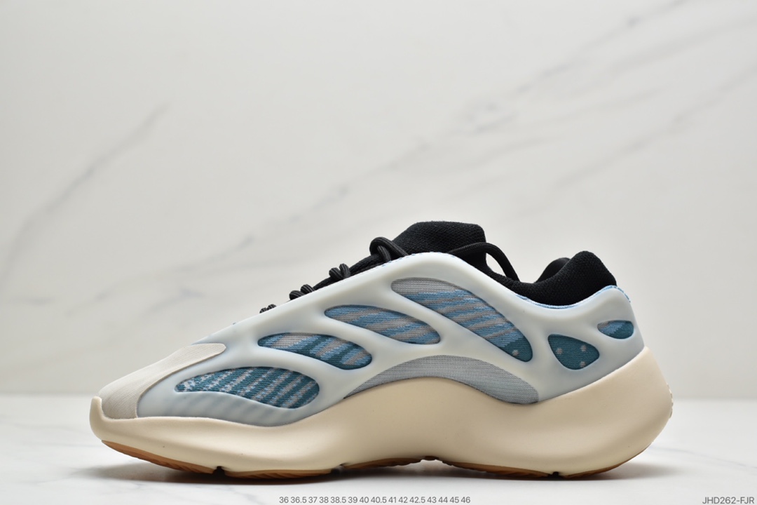 190 侃爷Kanye West x Adidas Yeezy 700 V3”Kyanite”低帮复古休闲运动穿搭慢跑鞋“蛋壳白亚里蓝异形夜光”GY0260