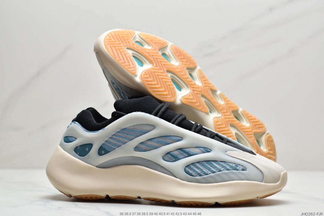 190 侃爷Kanye West x Adidas Yeezy 700 V3”Kyanite”低帮复古休闲运动穿搭慢跑鞋“蛋壳白亚里蓝异形夜光”GY0260