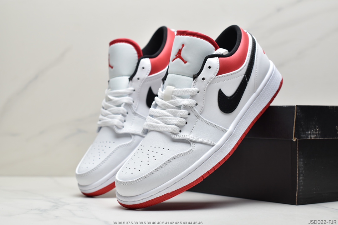 200  Air Jordan 1 Low  白红黑勾 AJ1乔1低帮休闲板鞋 553558-118