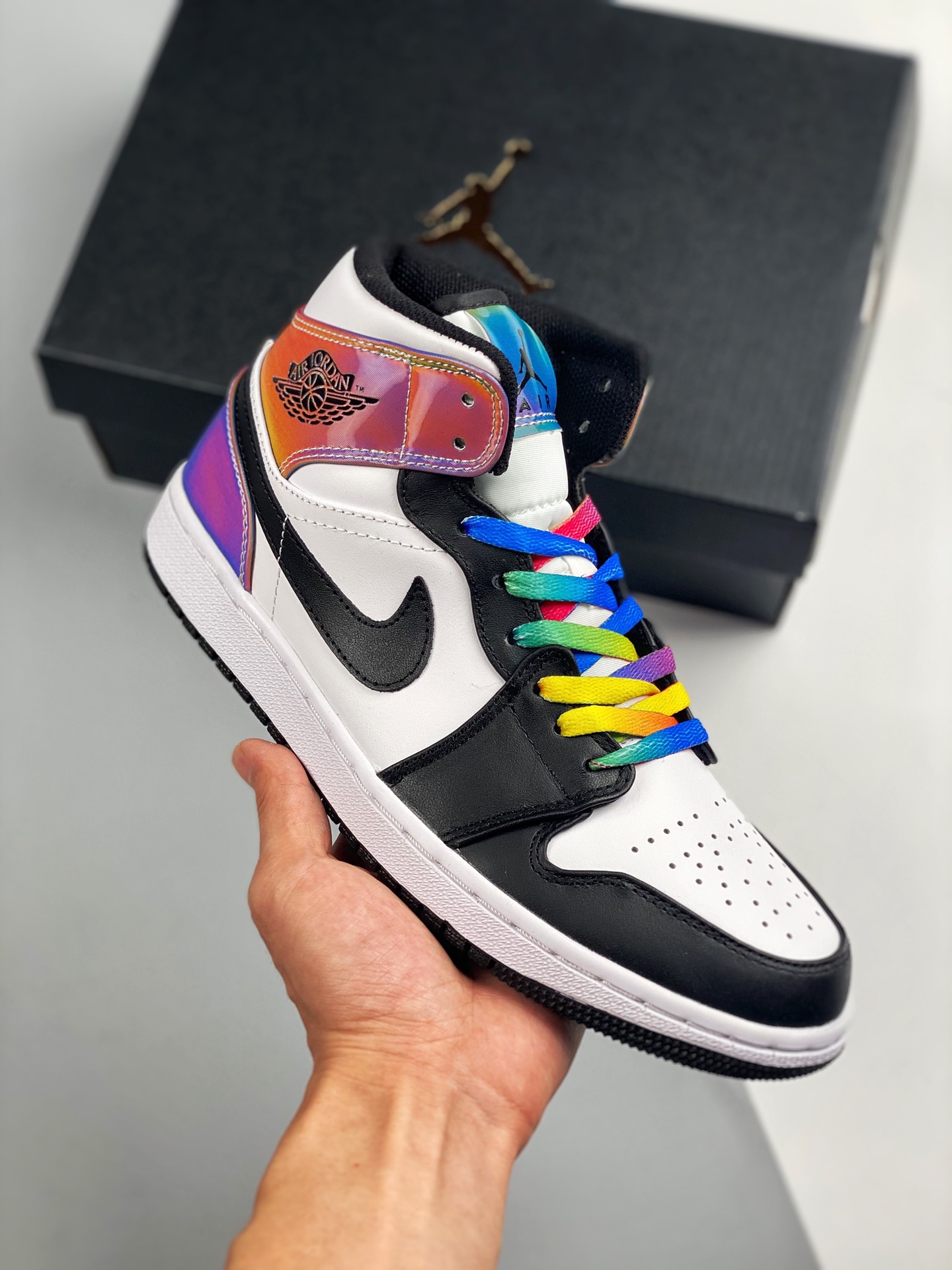 Air Jordan 1 Mid multicolor, serie mid-top, nuevo lote, suela original con molde original, cuero personalizado de fábri…