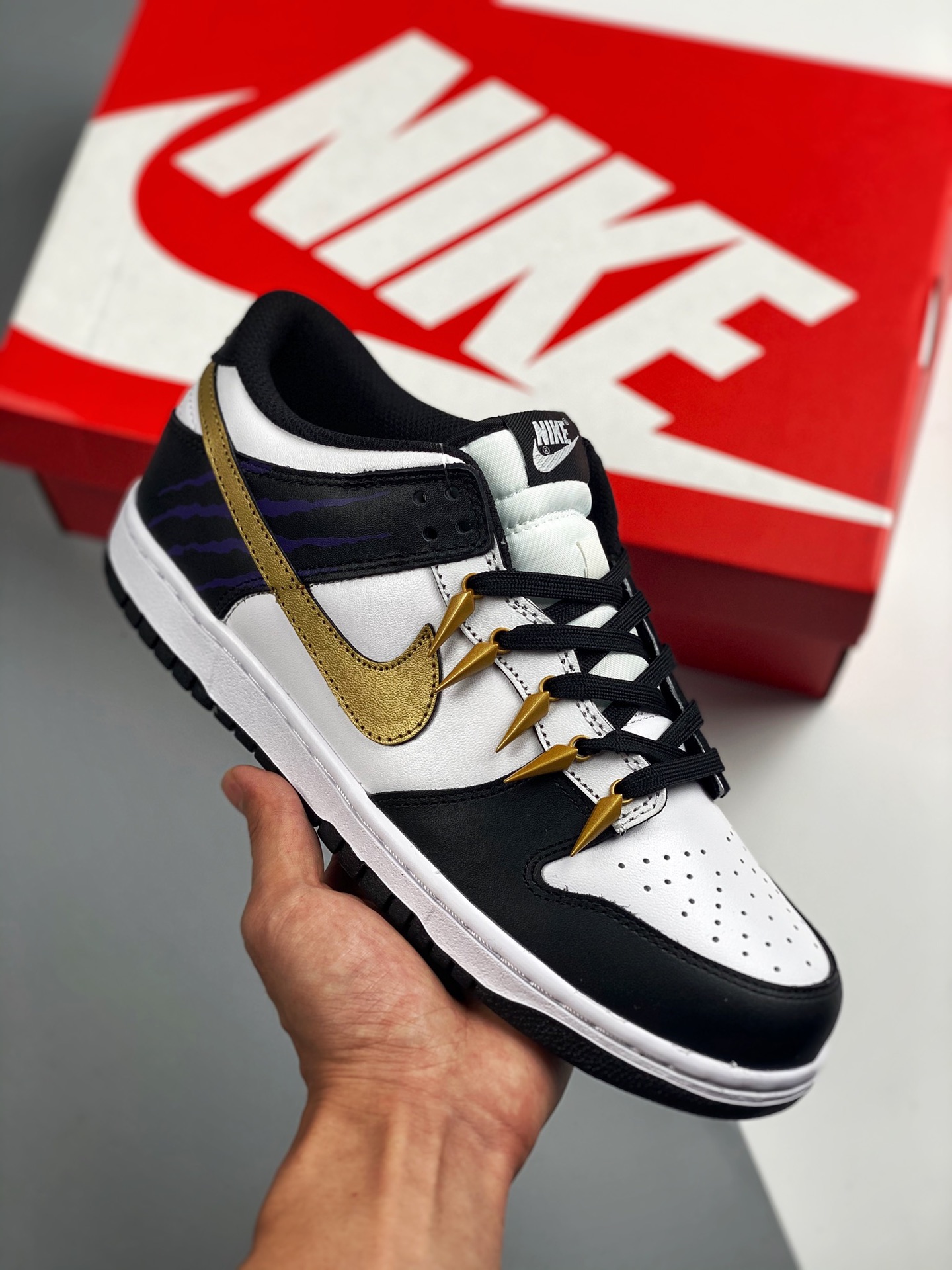Nike Dunk Low negro y dorado, personalización de superhéroe, producción pura original de fábrica grande #Etiqueta tejid…