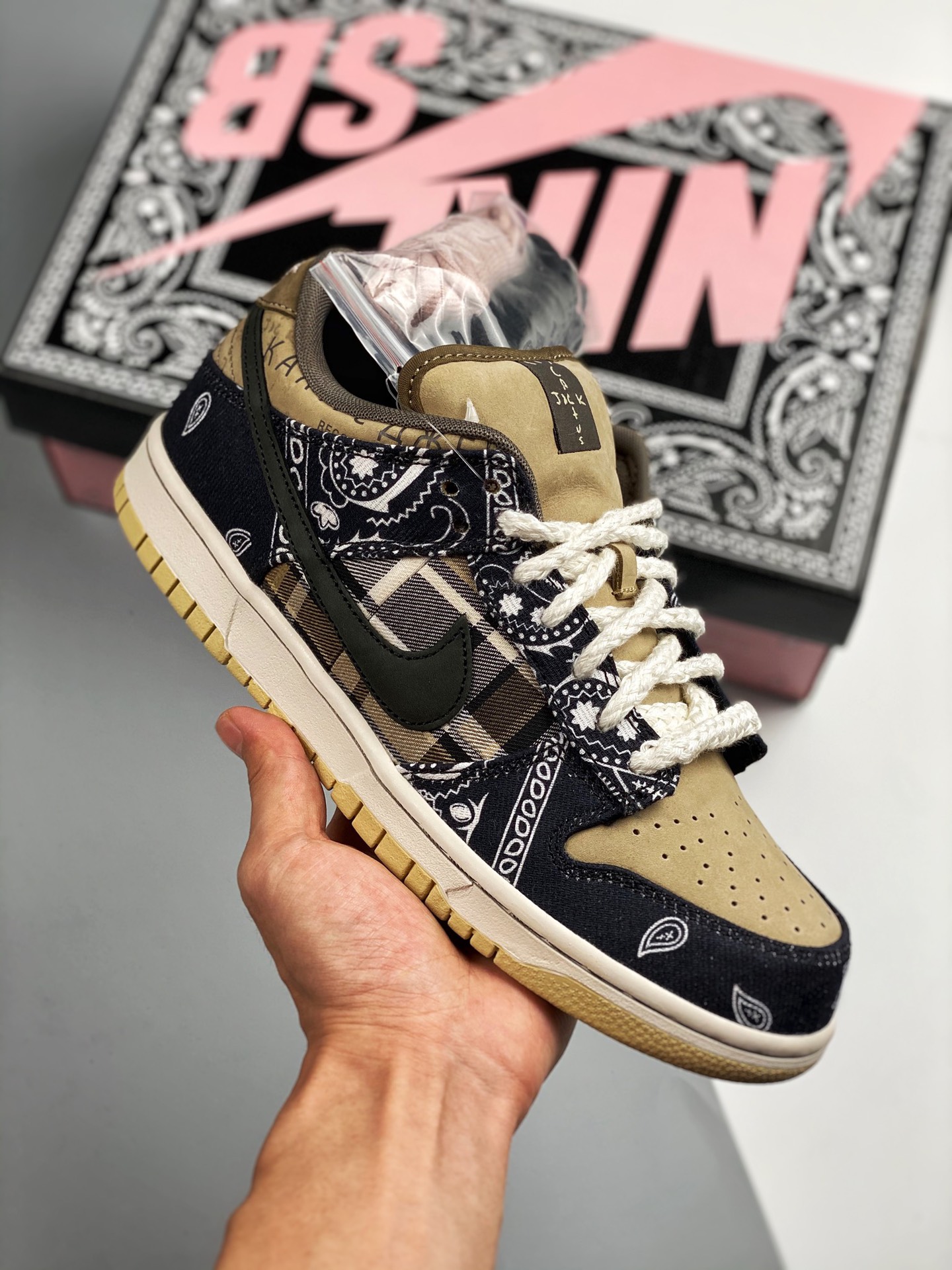 Travis Scott × SB Dunk patrón de anacardo OG versión pura original, interpreta la cima de la artesanía de ven…