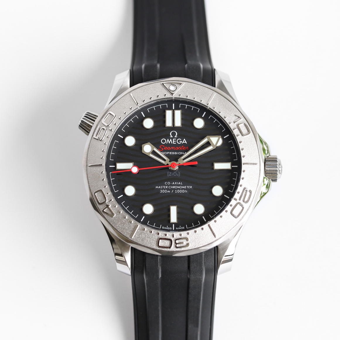 OMEGA Omega Seamaster Relógio Preto Azul Polimento Borracha Correia de borracha