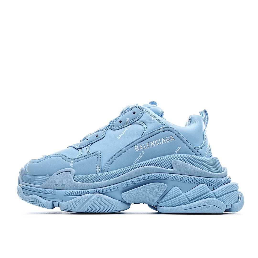 J5 公司级原盒Balenciaga  Triple S 巴黎世家老爹鞋 蓝色弹幕 1.0八层底 突破不可能 首发原底八层组合巴黎世家 不做任何对比 眼见为实 组合细节最接近原版原底八层组合 首家实现原档电绣同步公司 字体对位不连线 TPU原模亮底 透气孔厚度均匀 完美公司玩家 艺术家 欢迎细节鉴赏配套布袋、鞋带、合格证齐全