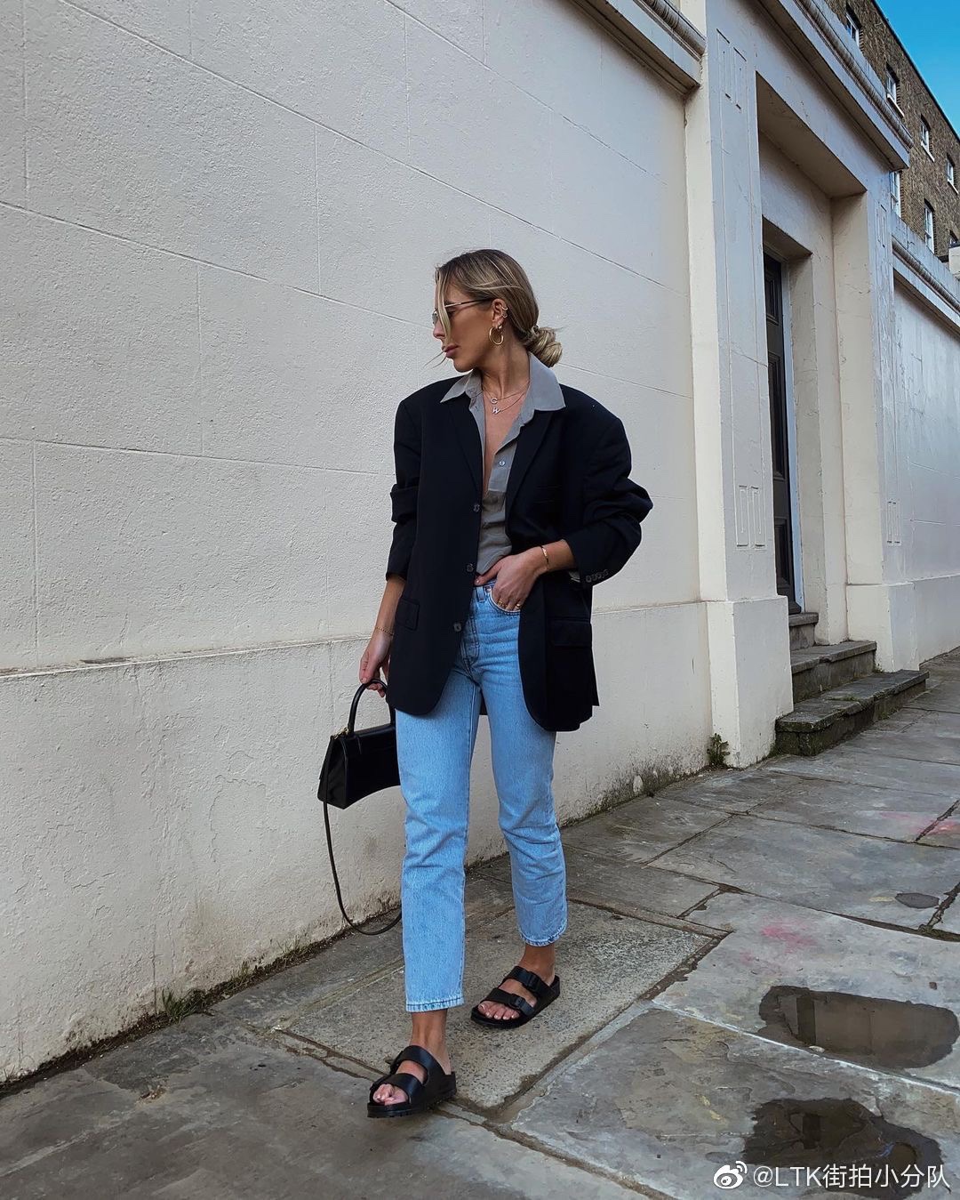 Balenciaga Hourglass S 23CM 平纹纹沙漏包 593546黑色/金扣