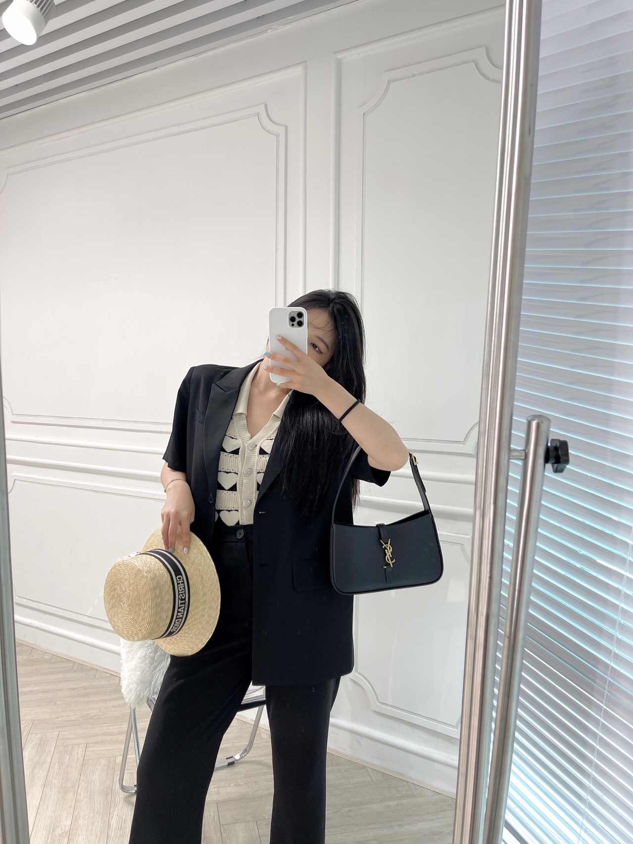 Saint laurent Ysl LE 5 À 7 平纹腋下包 657228黑色