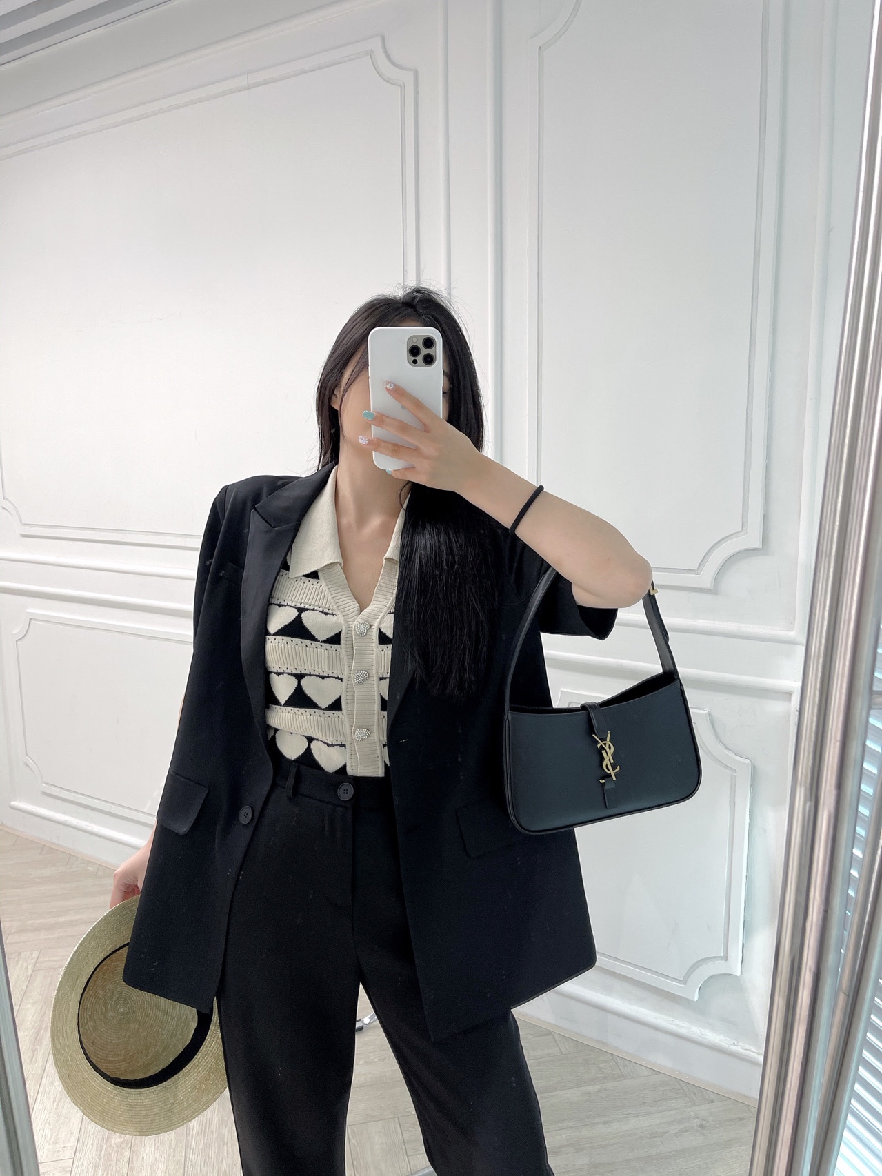 Saint laurent Ysl LE 5 À 7 平纹腋下包 657228黑色