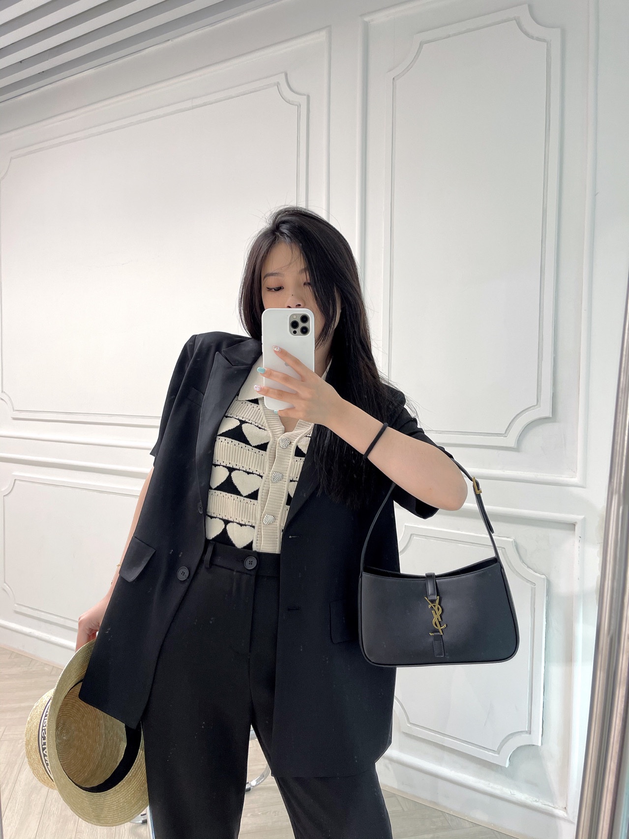 Saint laurent Ysl LE 5 À 7 平纹腋下包 657228黑色