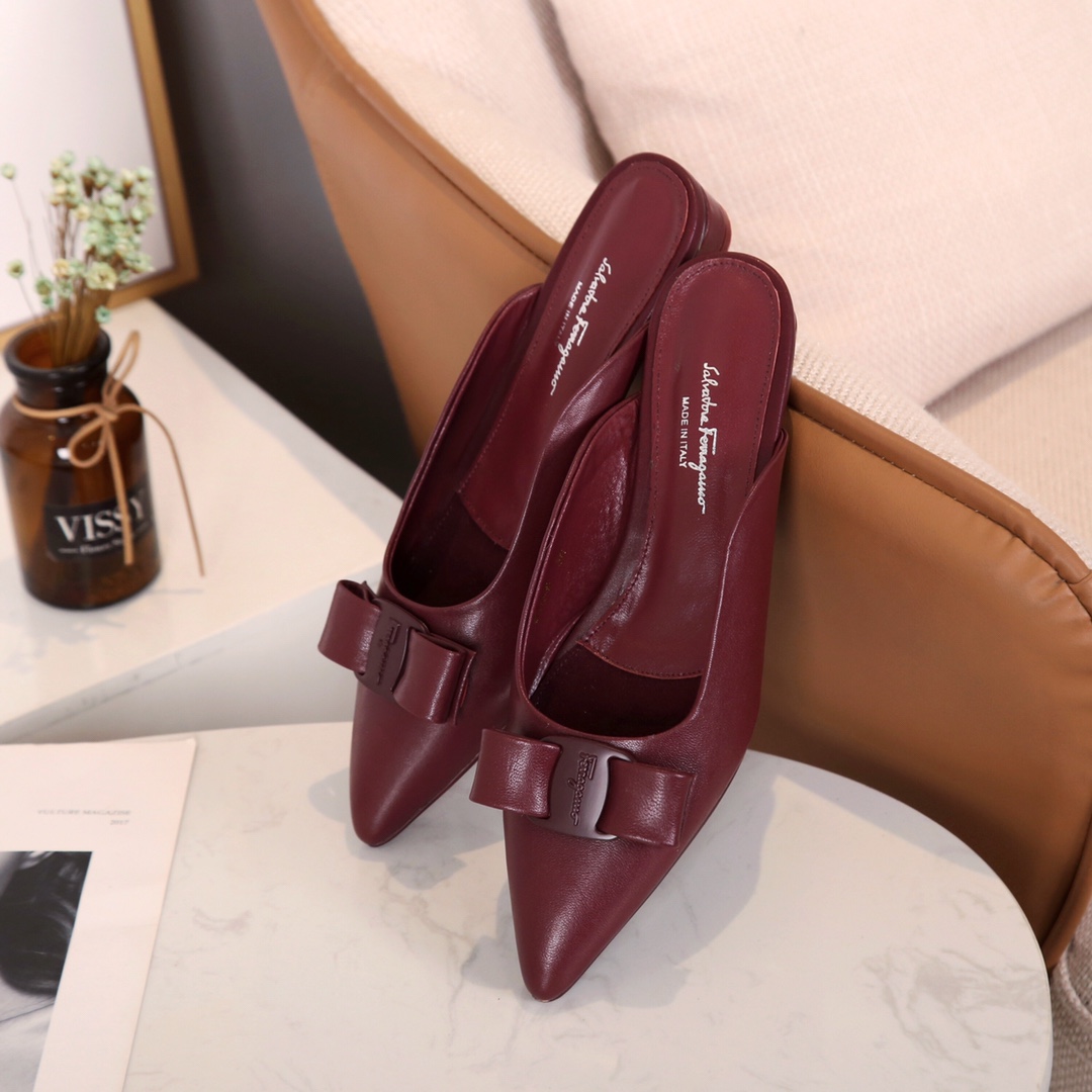 [ Salvatore Ferragamo Viva 2.0 Ferragamo gota talón abierto zapatos sandalias FILA nueva serie VIVA 