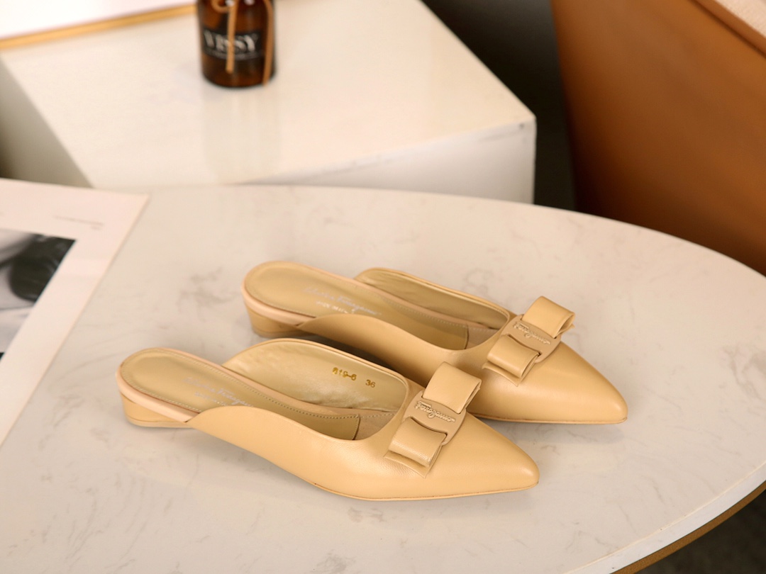 [ Salvatore Ferragamo Viva 2.0 Ferragamo gota talón abierto zapatos sandalias FILA nueva serie VIVA 