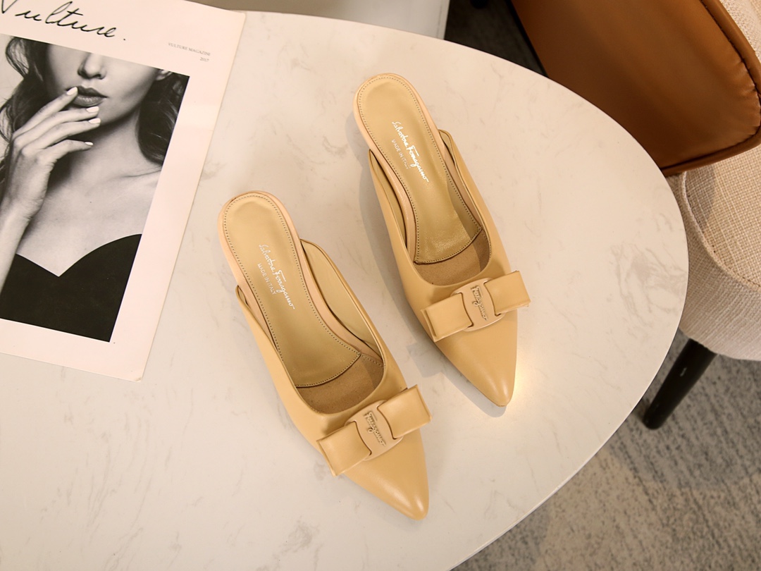 [ Salvatore Ferragamo Viva 2.0 Ferragamo gota talón abierto zapatos sandalias FILA nueva serie VIVA