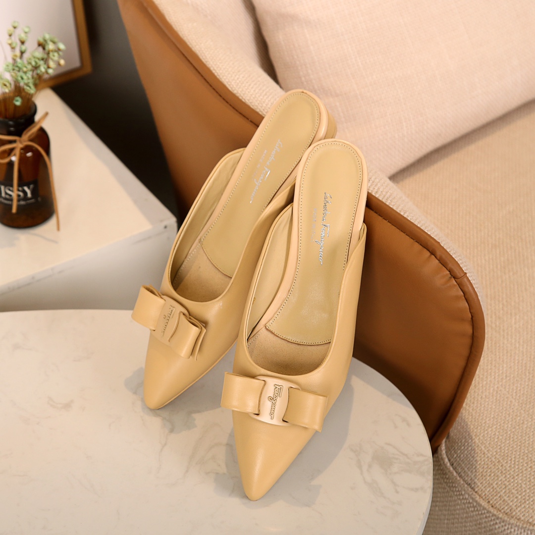 [ Salvatore Ferragamo Viva 2.0 Ferragamo gota talón abierto zapatos sandalias FILA nueva serie VIVA 