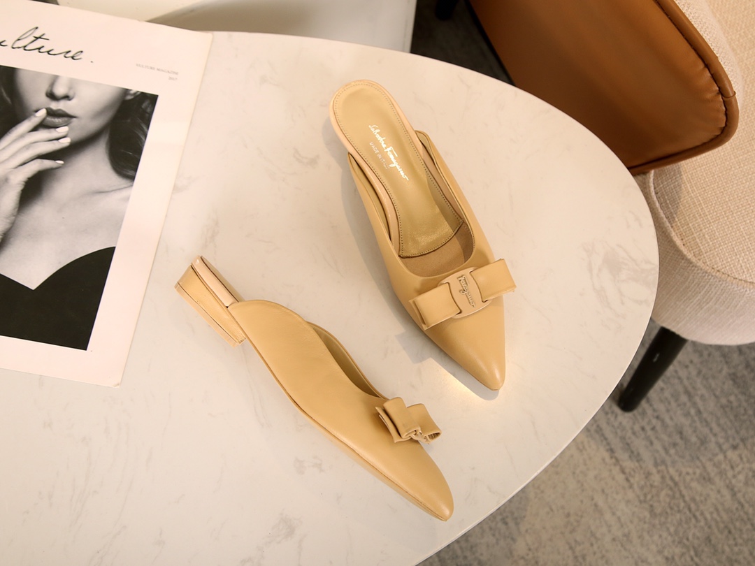 [ Salvatore Ferragamo Viva 2.0 Ferragamo gota talón abierto zapatos sandalias FILA nueva serie VIVA 