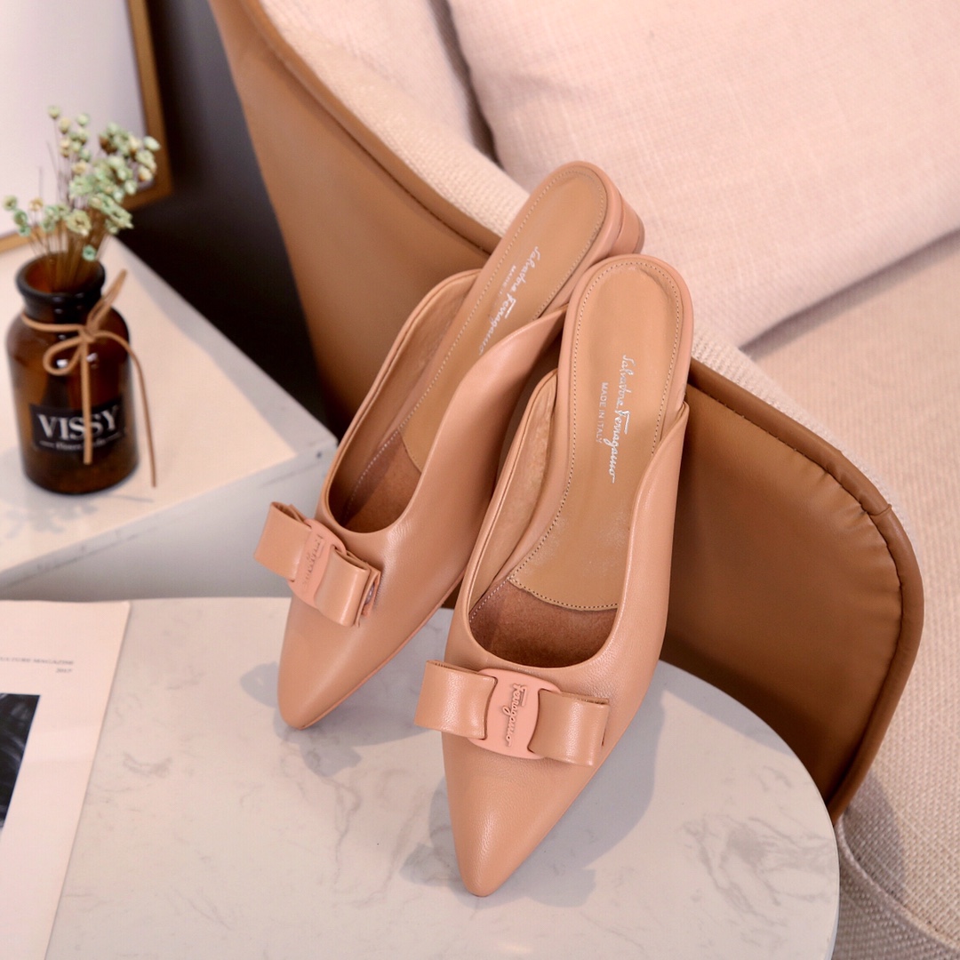 [ Salvatore Ferragamo Viva 2.0 Ferragamo gota talón abierto zapatos sandalias FILA nueva serie VIVA 