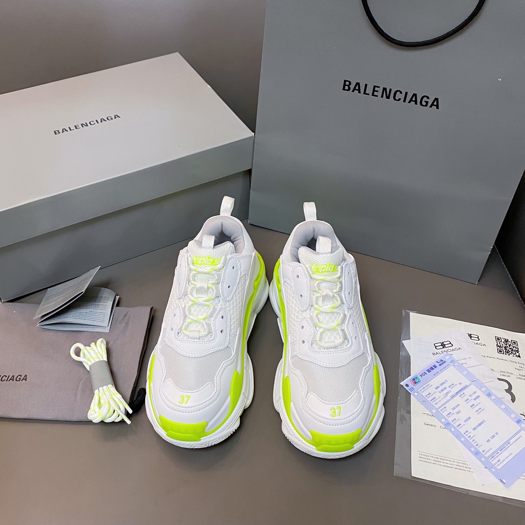 Balenciaga blanco y amarillo · Balenciaga 2021ss nuevo nuevo color triles zapatillas de deporte con suela gruesa zapato…