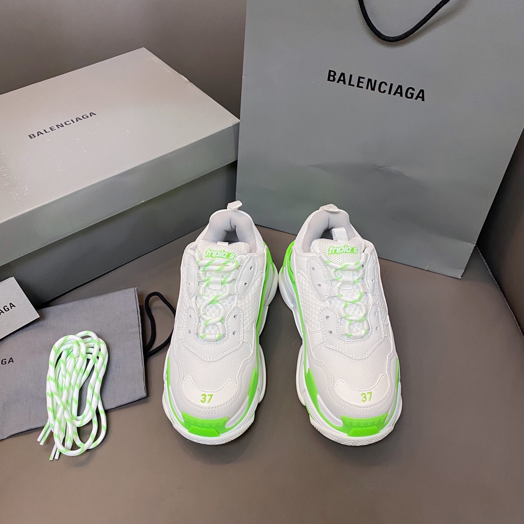 Balenciaga blanco y verde · Balenciaga 2021ss nuevo nuevo color triles zapatillas de deporte con suela gruesa zapatos p…