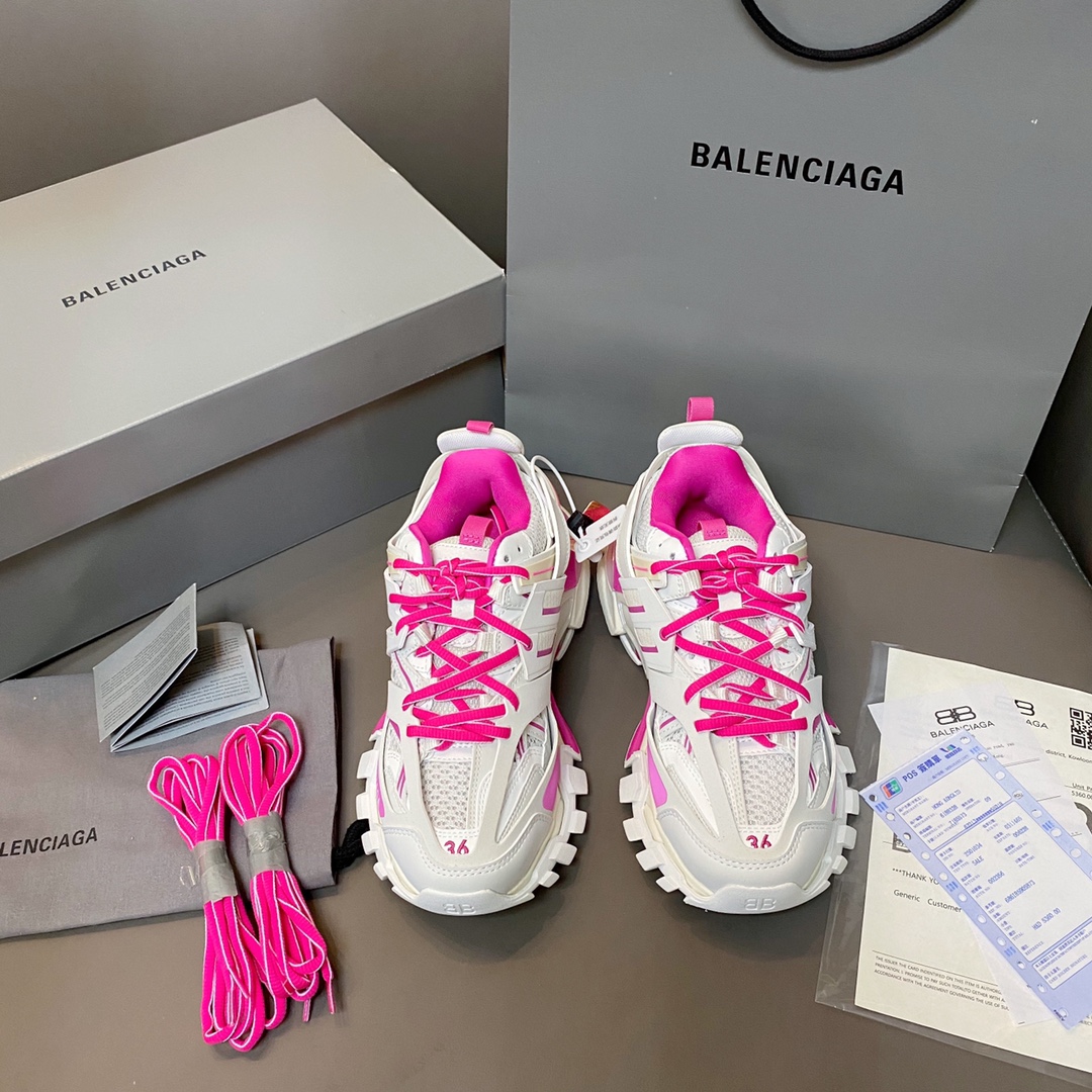 Balenciaga blanco y rosa · Balenciaga 2021ss nuevo color Track 3.0 zapatos para papá de tercera generación, zapatos dep…